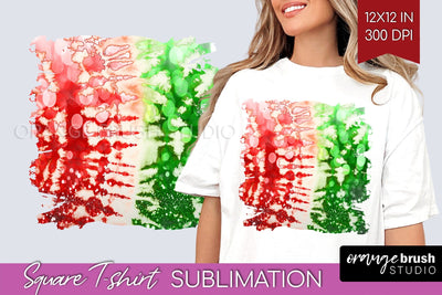 Tie Dye Christmas T shirt Background Square Sublimation Sublimation OrangeBrushStudio 