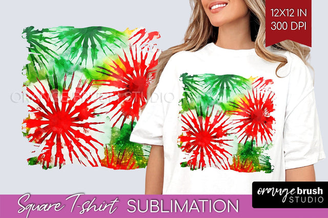 Tie Dye Christmas T shirt Background Square Sublimation Sublimation OrangeBrushStudio 