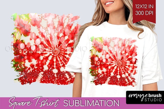 Tie Dye Christmas T shirt Background Square Sublimation Sublimation OrangeBrushStudio 