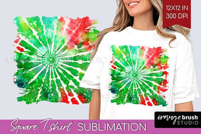 Tie Dye Christmas T shirt Background Square Sublimation Sublimation OrangeBrushStudio 
