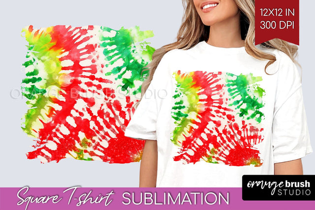 Tie Dye Christmas T shirt Background Square Sublimation Sublimation OrangeBrushStudio 
