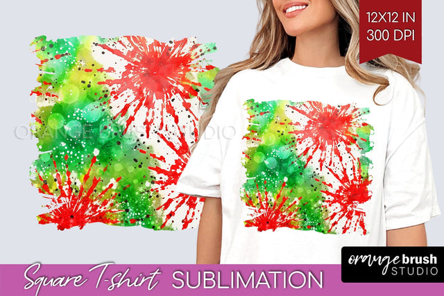 Tie Dye Christmas T shirt Background Square Sublimation Sublimation OrangeBrushStudio 