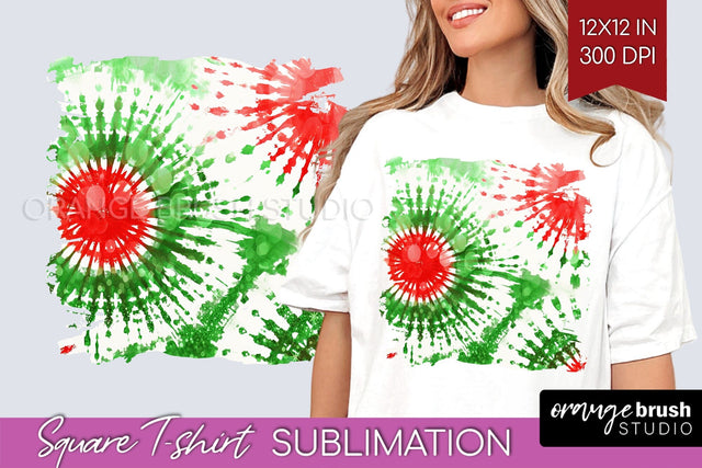 Tie Dye Christmas T shirt Background Square Sublimation Sublimation OrangeBrushStudio 