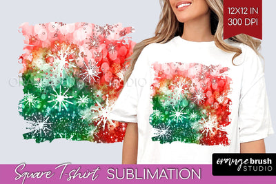 Tie Dye Christmas T shirt Background Square Sublimation Sublimation OrangeBrushStudio 