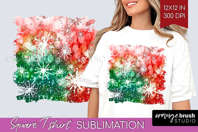 Tie Dye Christmas T shirt Background Square Sublimation Sublimation OrangeBrushStudio 