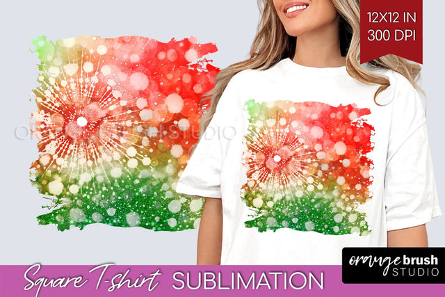 Tie Dye Christmas T shirt Background Square Sublimation Sublimation OrangeBrushStudio 