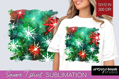 Tie Dye Christmas T shirt Background Square Sublimation Sublimation OrangeBrushStudio 