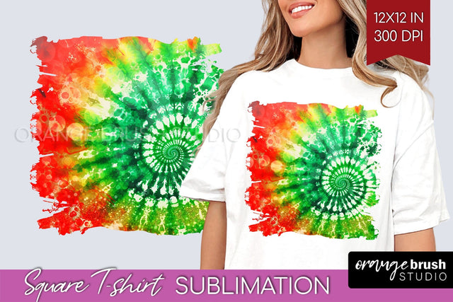 Tie Dye Christmas T shirt Background Square Sublimation Sublimation OrangeBrushStudio 