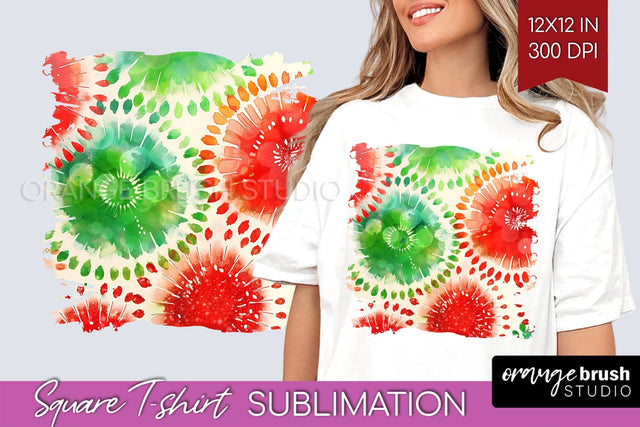 Tie Dye Christmas T shirt Background Square Sublimation Sublimation OrangeBrushStudio 