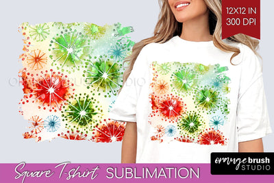 Tie Dye Christmas T shirt Background Square Sublimation Sublimation OrangeBrushStudio 