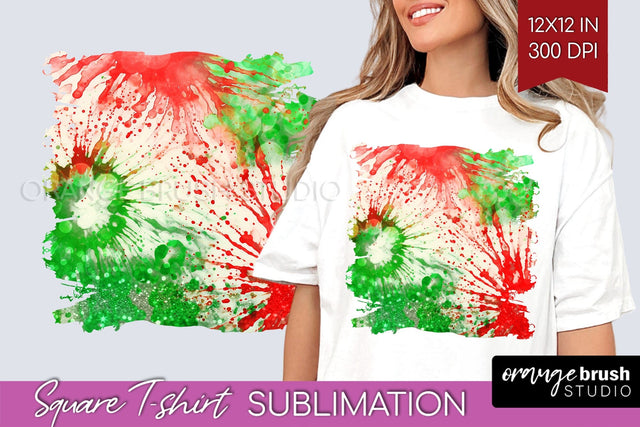 Tie Dye Christmas T shirt Background Square Sublimation Sublimation OrangeBrushStudio 