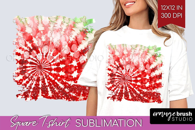 Tie Dye Christmas T shirt Background Square Sublimation Sublimation OrangeBrushStudio 