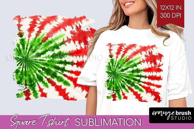 Tie Dye Christmas T shirt Background Square Sublimation Sublimation OrangeBrushStudio 