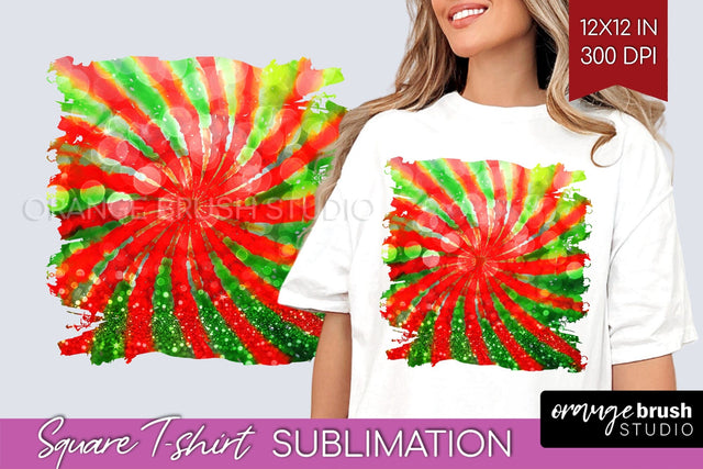 Tie Dye Christmas T shirt Background Square Sublimation Sublimation OrangeBrushStudio 