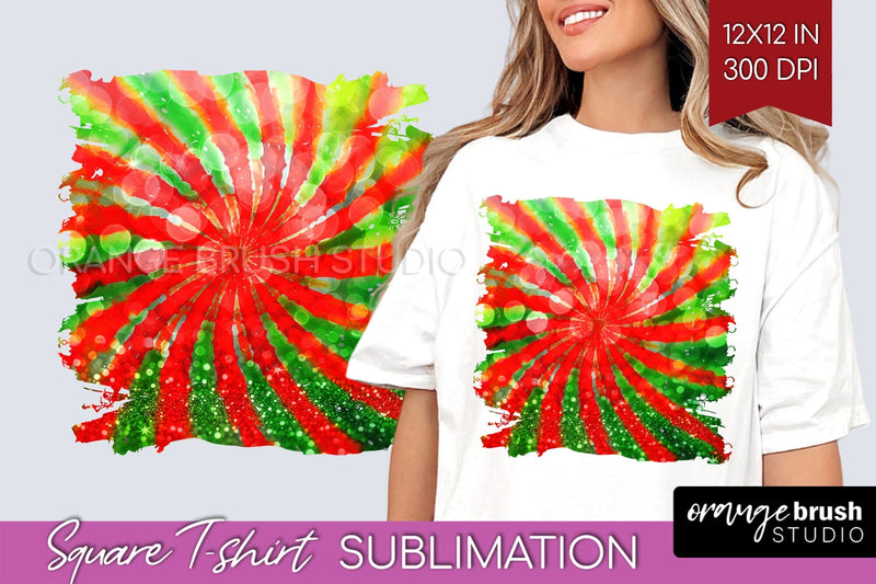 Tie Dye Christmas T shirt Background Square Sublimation Sublimation OrangeBrushStudio 