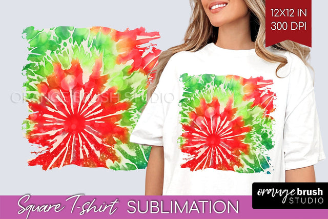 Tie Dye Christmas T shirt Background Square Sublimation Sublimation OrangeBrushStudio 