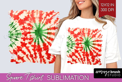 Tie Dye Christmas T shirt Background Square Sublimation Sublimation OrangeBrushStudio 