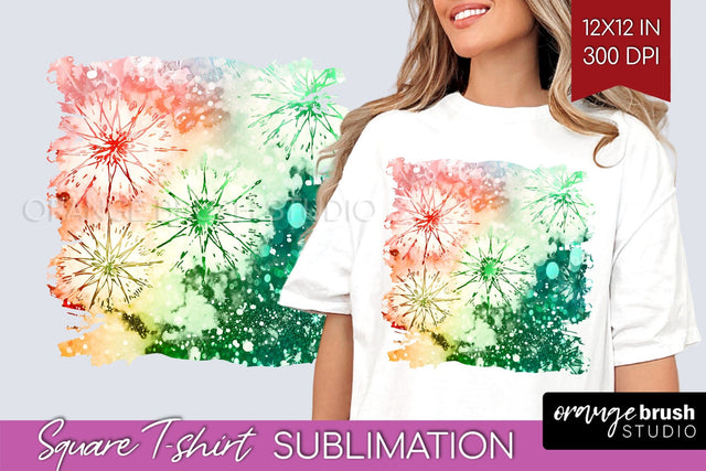 Tie Dye Christmas T shirt Background Square Sublimation Sublimation OrangeBrushStudio 