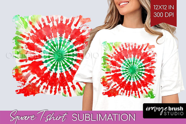 Tie Dye Christmas T shirt Background Square Sublimation Sublimation OrangeBrushStudio 