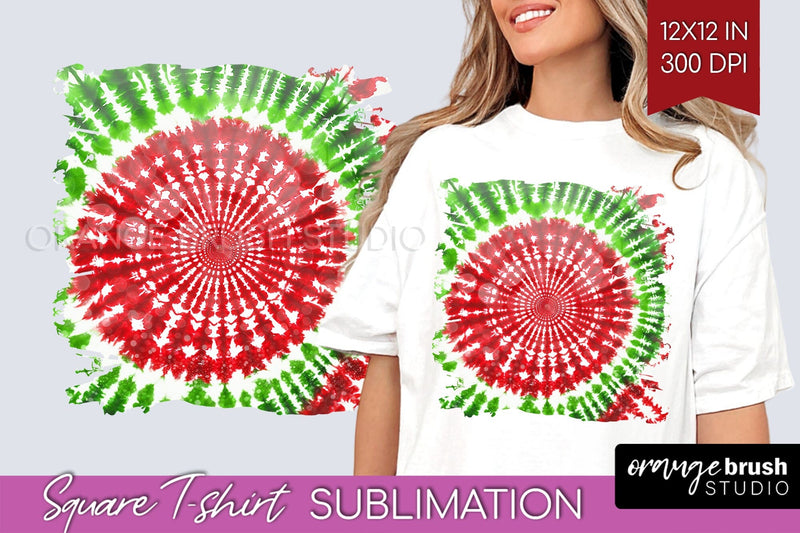 Tie Dye Christmas T shirt Background Square Sublimation Sublimation OrangeBrushStudio 