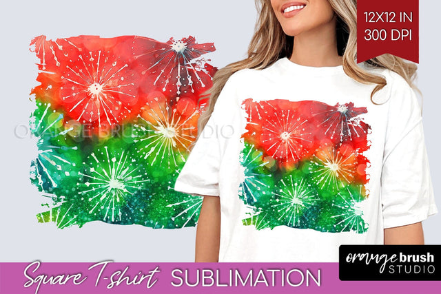 Tie Dye Christmas T shirt Background Square Sublimation Sublimation OrangeBrushStudio 