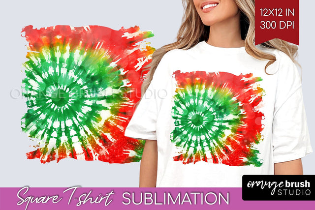 Tie Dye Christmas T shirt Background Square Sublimation Sublimation OrangeBrushStudio 