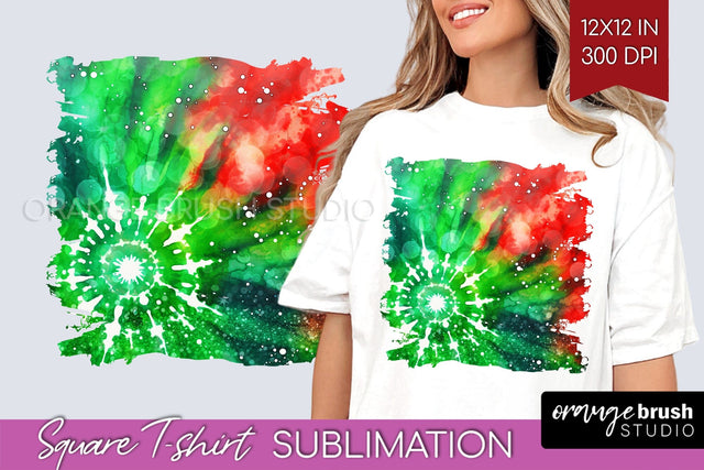 Tie Dye Christmas T shirt Background Square Sublimation Sublimation OrangeBrushStudio 