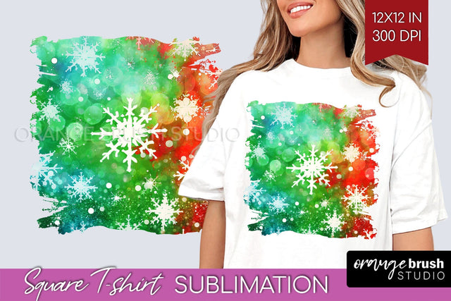 Tie Dye Christmas T shirt Background Square Sublimation Sublimation OrangeBrushStudio 