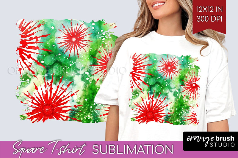 Tie Dye Christmas T shirt Background Square Sublimation Sublimation OrangeBrushStudio 