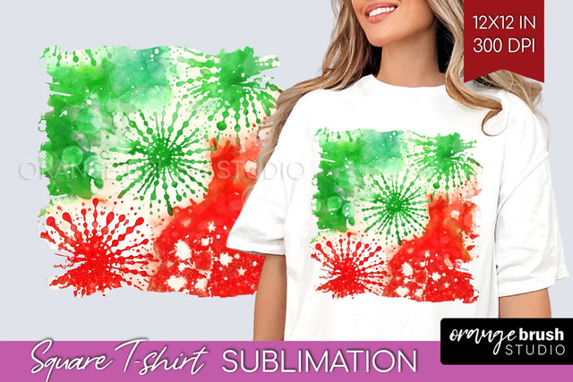 Tie Dye Christmas T shirt Background Square Sublimation Sublimation OrangeBrushStudio 