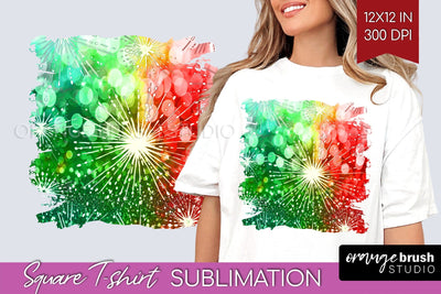 Tie Dye Christmas T shirt Background Square Sublimation Sublimation OrangeBrushStudio 