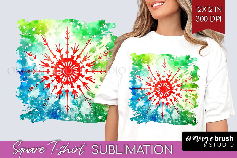 Tie Dye Christmas T shirt Background Square Sublimation Sublimation OrangeBrushStudio 
