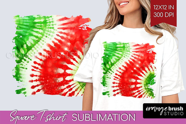 Tie Dye Christmas T shirt Background Square Sublimation Sublimation OrangeBrushStudio 