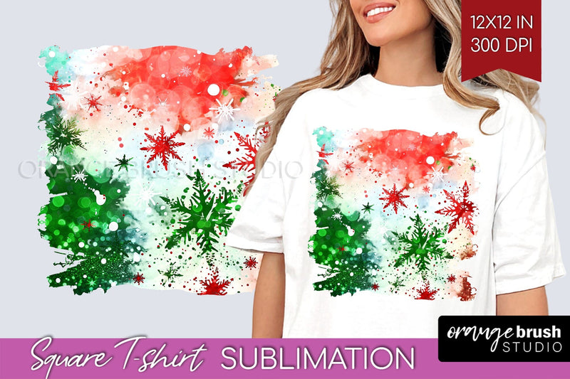 Tie Dye Christmas T shirt Background Square Sublimation Sublimation OrangeBrushStudio 
