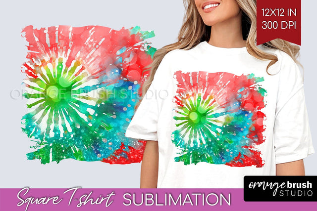 Tie Dye Christmas T shirt Background Square Sublimation Sublimation OrangeBrushStudio 