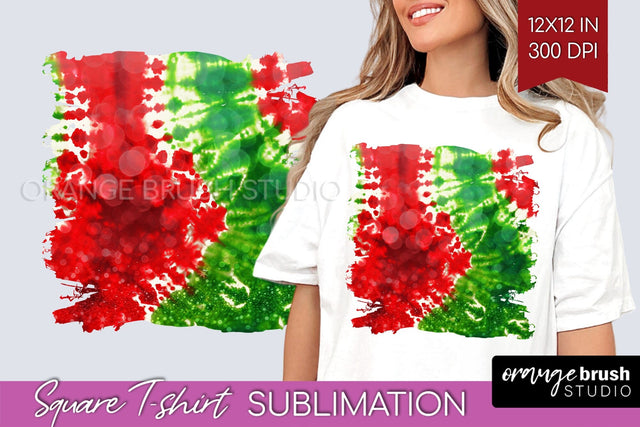 Tie Dye Christmas T shirt Background Square Sublimation Sublimation OrangeBrushStudio 