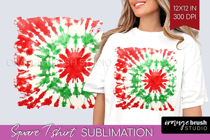 Tie Dye Christmas T shirt Background Square Sublimation Sublimation OrangeBrushStudio 