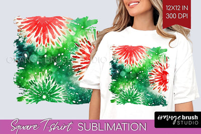 Tie Dye Christmas T shirt Background Square Sublimation Sublimation OrangeBrushStudio 