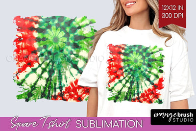 Tie Dye Christmas T shirt Background Square Sublimation Sublimation OrangeBrushStudio 