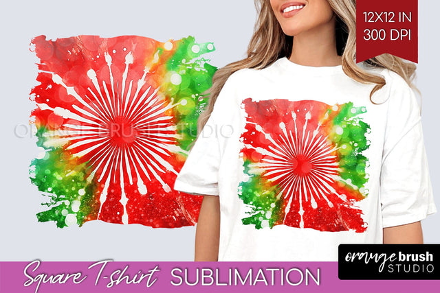 Tie Dye Christmas T shirt Background Square Sublimation Sublimation OrangeBrushStudio 