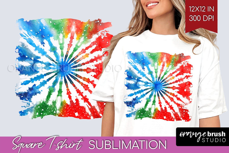 Tie Dye Christmas T shirt Background Square Sublimation Sublimation OrangeBrushStudio 