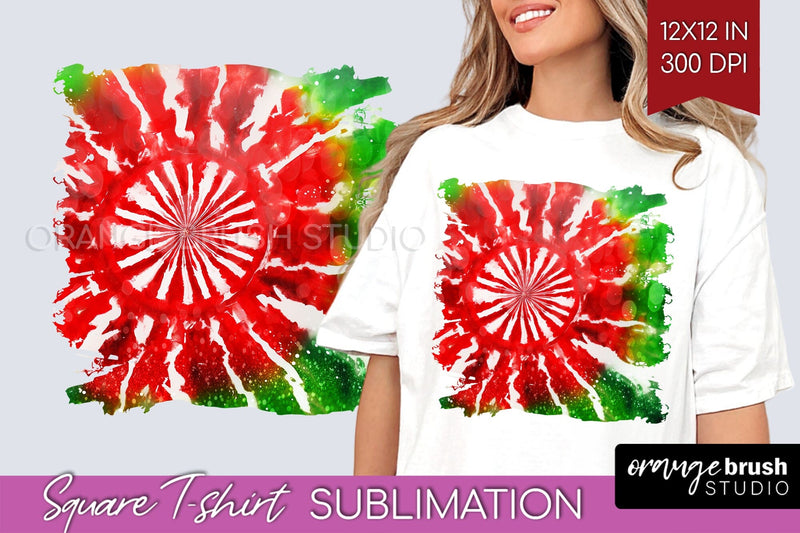 Tie Dye Christmas T shirt Background Square Sublimation Sublimation OrangeBrushStudio 