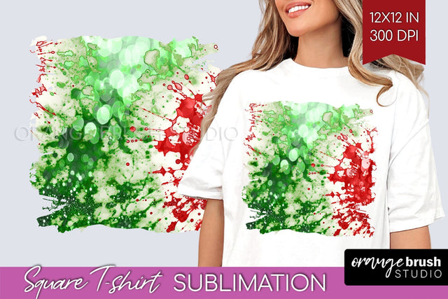 Tie Dye Christmas T shirt Background Square Sublimation Sublimation OrangeBrushStudio 