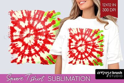 Tie Dye Christmas T shirt Background Square Sublimation Sublimation OrangeBrushStudio 