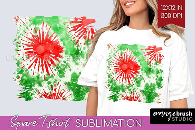 Tie Dye Christmas T shirt Background Square Sublimation Sublimation OrangeBrushStudio 