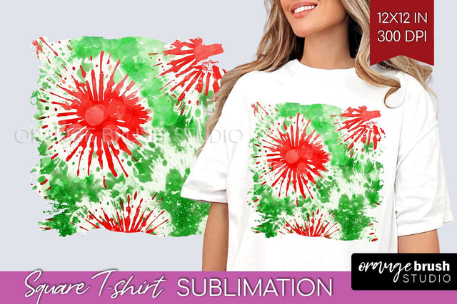 Tie Dye Christmas T shirt Background Square Sublimation Sublimation OrangeBrushStudio 