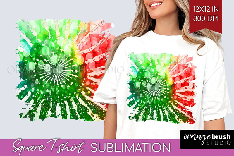 Tie Dye Christmas T shirt Background Square Sublimation Sublimation OrangeBrushStudio 