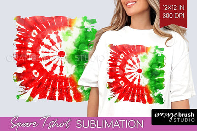 Tie Dye Christmas T shirt Background Square Sublimation Sublimation OrangeBrushStudio 
