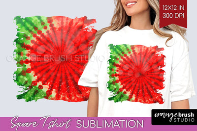 Tie Dye Christmas T shirt Background Square Sublimation Sublimation OrangeBrushStudio 
