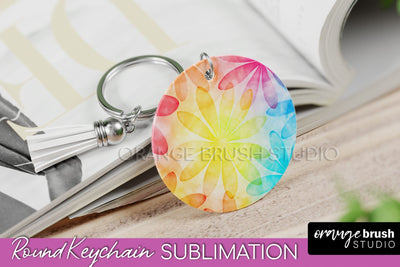 Tie Dye Keychain - Rainbow Keychain Sublimation Design Sublimation OrangeBrushStudio 